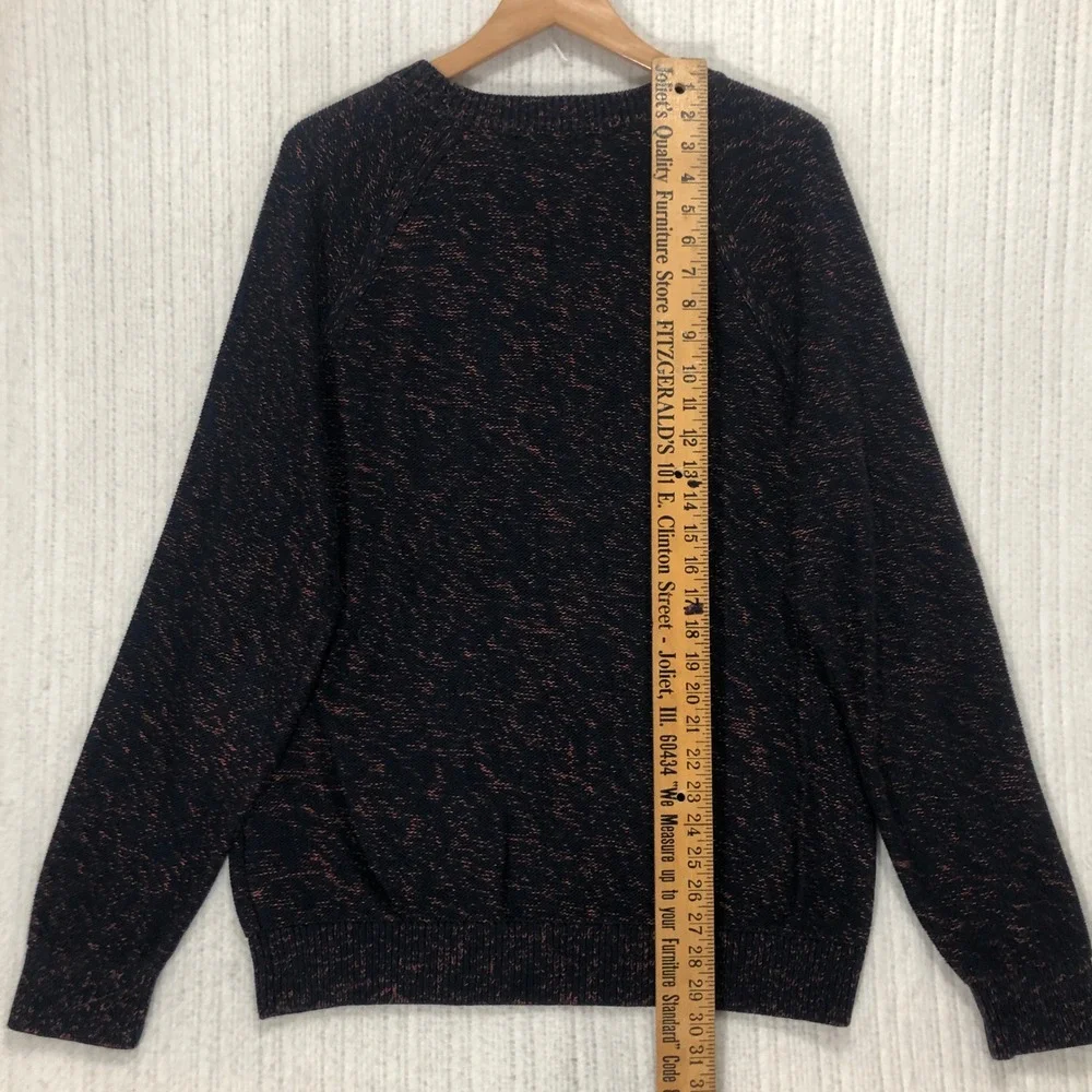 Banana‎ Republic Mens Supima Cotton Marled Knit Sweater Navy Orange Large Raglan